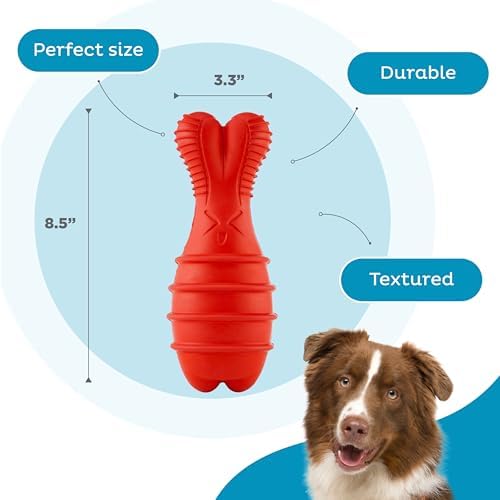 Outward Hound Grunt Fetch Stick Dog Toy, Bunny, Red