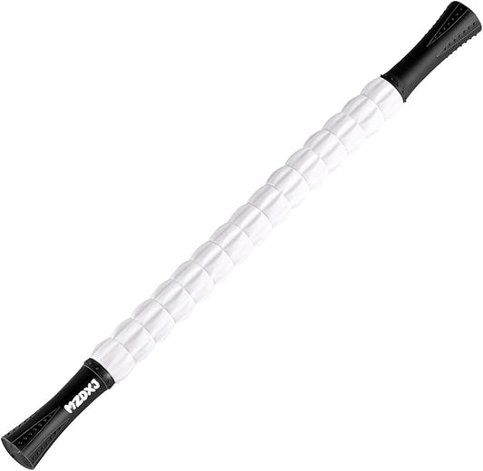 Muscle Roller Massage Roller Stick- Deep Tissue Fascia Blaster for Myofascial Pain Relief, Lymphatic Drainage & Body Sculpting, Handheld Physical Therapy & Recovery Tool (Black White-24 inch)