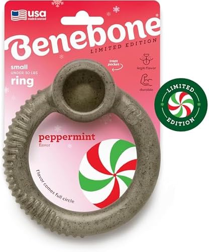 Benebone Ring Dog Chew Toy for Aggressive Chewers, Peppermint, Small