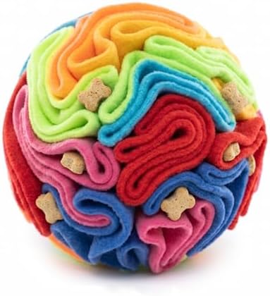 Snuffle Ball for Dogs - Soft Polar Fleece Interactive Puzzle Toy for Mental Stimulation & Boredom - Safe, Plastic-Free Foraging Game & Slow Feeder to Keep Pets Busy Indoors