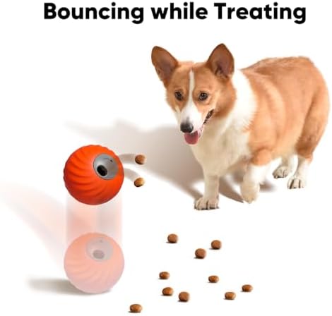 1Pcs Durable Treat Dispensing Dog Toys to Keep Them Busy,Interactive Dog Toys,Fruity Plush Covers,Dog Treat Ball,Motion Activated Moving Dog Toy for Small/Medium Dogs,USB Rechargeable,Blue