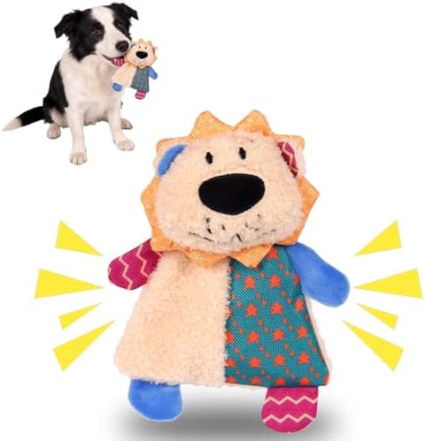 Dog Squeaky Crinkle Plush Lion Toys for Chewers