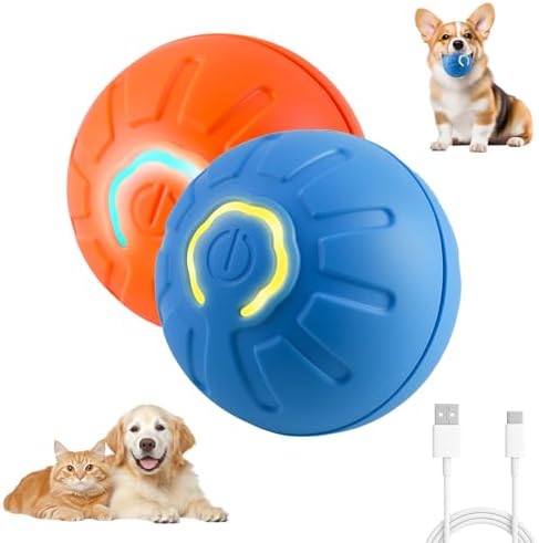 2PCS Shaky Ball Toy for Dogs, Vibrating Dog Ball, USB Rechargeable, Interactive, Automatic Moving, Bouncing, Perfect for Small, Medium, Large Dogs (Small, Gear)