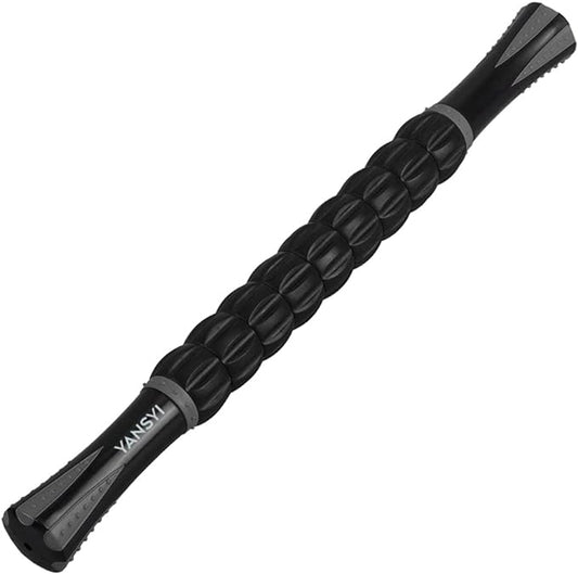 YANSYI Deep Tissue Massage Stick Professional Muscle Recovery Roller - 9-Roller for Post-Workout Soreness, Leg & Back Pain Relief - Portable Physio Tool for Athletes (Gray)