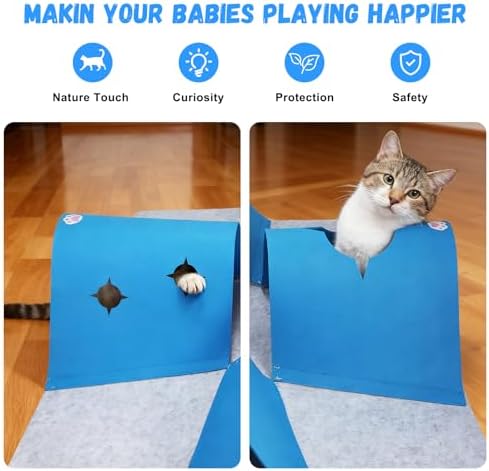 4-Way Cat Tunnels for Indoor Cats, Interactive Toys with Plush Ball
