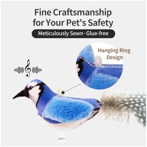 Interactive Chirping Cat Toys with Catnip and Feather,3.5'',2Pcs