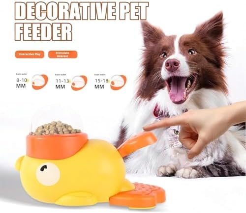 Duck Cat Treat Dispenser Toy, Interactive Yellow Duck Treat Dispenser for Cats, Dogs, Slow Feeder Bowl with Button for Fast Eaters - Durable & Safe, for Healthy Eating & Iq Training (2Pcs)