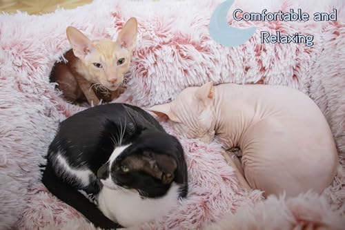 XxingSheep 4-Cave Plush XL Cat Tunnel Bed Indoor Cats Peekaboo Toy Mat Pink