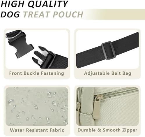 Puppy Dog Treat Pouches for Pet Training Treat Bag, Dog Walking Fanny Pack with Carabiner, Built-in Poop Bag Dispenser & Reuse Dog Poop Holder, Puppy Pet Treat Waist Belt (Green)