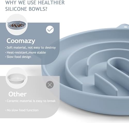 Coomazy Slow Feeder Cat Bowl Silicone Pet Puzzle Feeder for Slow Eating