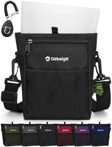 Gobeigo 4 Cup Dog Treat Pouch with Silicone Insert Bag& Clicker(Black)