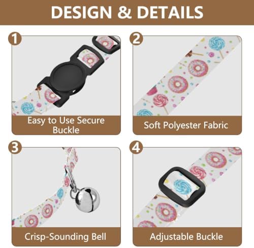 Colorful Cupcakes Dog Collar with Bell 2 Pack Puppy Collar Adjustable 10.6 to 17.1 Inches