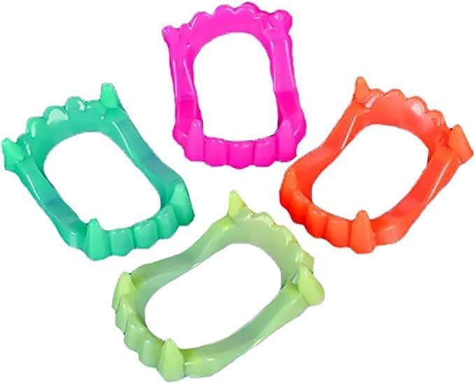 The Dreidel Company Halloween 100 Teeth Neon Fangs Teeth, Costume, Funny Halloween Dress-Up, Pretend Play Decoration