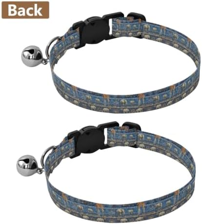 Giraffes Elephants Dog Bell Collar 2 Pack Puppy Collar Adjustable 10.6 to 17.1 Inches