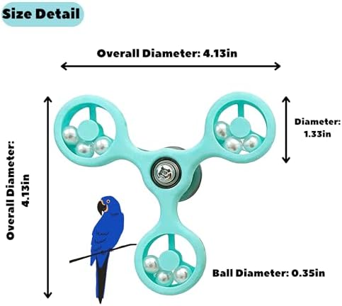 Spinning Bird-Toys Bird Cage Toys & Bird Perch Parrot-Parakeet Budgie Cockatiel Conure Macaw Chicken Parrot Enrichment Cage Accessories Small Animal Chewing Toy (Cyan Spinner)