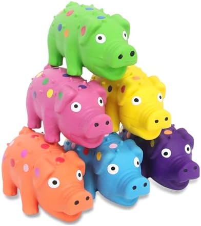 6 Pack Squeaky Pig Dog Toys, Rubber Pig Dog Toys for Puppy, Small, Medium Dogs, 4 Inch Durable Interactive Latex Squeaky Chew Toys