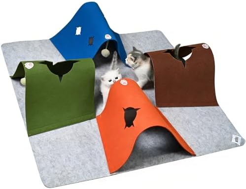 35.4" Cat Tunnels for Indoor Cats, Multi-Entrance Cat Toys, Multicolor