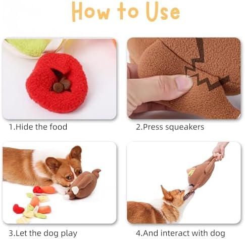 Thanksgiving Turkey Dog Toy, Interactive Hide & Seek Plush Turkey Stuffed Animal, Enrichment Toys for Dogs with Colorful Pull-Out Veggies, Funny Squeaky, Mental Stimulation & Boredom Relief