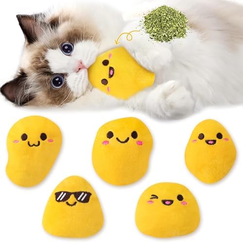 L1rabe Chicken Nugget Catnip Stuffed Toys for Cats- Gifts for Kitten Lovers