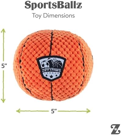 ZippyPaws SportsBallz Dog Squeaky Toys to Keep Them Busy - Basketball