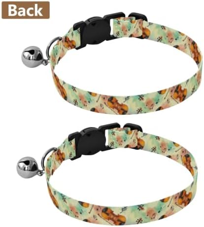 Violins Cat Collars with Bell 2 Pack Puppy Collar Adjustable Length 10.6" to 17.1"
