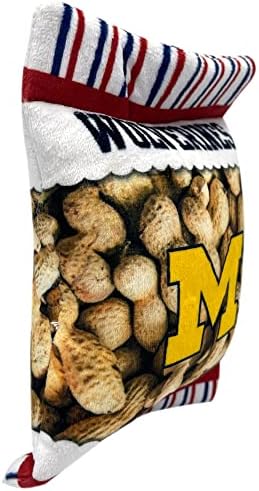 Pets First NCAA Michigan Wolverines Crinkle FINE Plush Dog & CAT Squeak Toy - Cutest Stadium Peanuts Snack Plush Toy for Dogs & Cats with Inner Squeaker & Beautiful Baseball Team Name/Logo