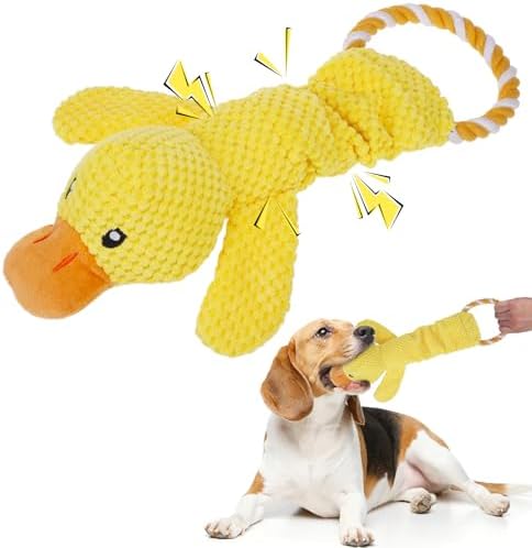 Mihachi Squeaky Dog Toys, Plush Stuffed Puppy Toys with Crinkle Paper-Tug of War Dog Toys for Small, Medium and Large Dogs Duck Interactive Squeaky Pet Toys to Keep Them Busy, Cute Duck