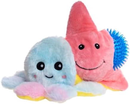 Flourish Pets 3 in 1 Multi-Layer Chew Toy for Active Dogs | Non-Toxic BPA Free Double Stitched Soft Fabric Exterior Dog Toys | Long-Lasting Dog Plush Toys –Large Octopus 5"