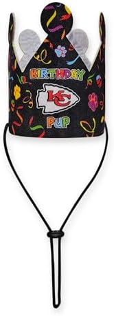 NFL Kansas City Chiefs Pet Birthday Crown, NFL Dog Birthday Party Set and Costume, Licensed Dog & Cat Birthday Party Hat, Football Team Costume Accessory, Pet Celebration Outfit