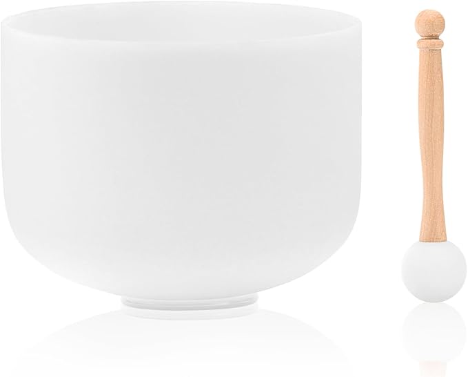 Singing Bowls 432hz F Note 8-Inch Crystal Singing Bowl With A Free Mallet And O-Ring For Sound Healing, Meditation, Yoga, And Sound Baths