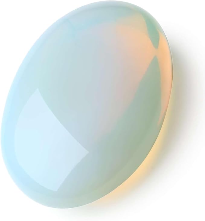 Natural Large Opalite Gemstone Polished Palm Stone Healing Crystals Thick Natural Reiki Worry Stone Energy Balancing Anxiety Stress Relief Meditation 1 Pc