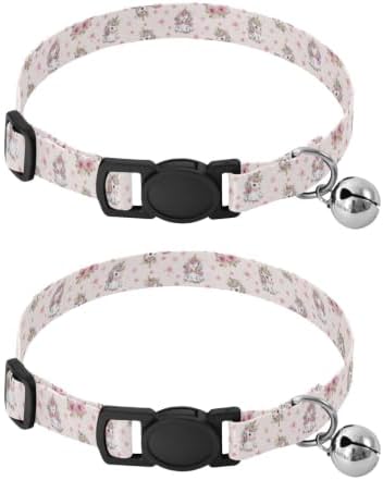 Cute Cartoon Unicorns Small Dog Collar 2 Pack Pet Collars for Cats Adjustable 10.6 to 17.1 Inches