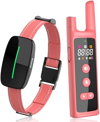 Dog Training Shock Collar 4300FT Dog Bark Collar with Remote IP67 Waterproof 4 Training Modes Beep Vibration Shock Light Mode Magnetic Charger Electric Dogs Collar 8-25 inches Double Shock Rose Bloom