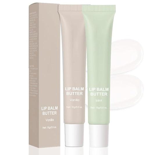 2Pcs Summer Butter Lip Balm Lip Gloss, Ultra-Hydrating Natural Vegan Lip Balm, Sheer-Tinted Shine & Hydration, Soothes & Softens Dry Lips Skincare, Bálsamo labial hidratante (#1+2#)