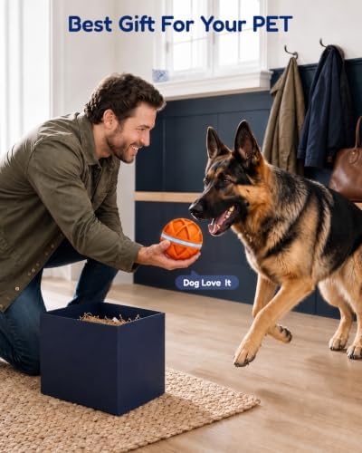 2026 Upgraded Smart Interactive Dog Toy, [Automatically Moves, Bounces & Rotates] Rechargeable Dog Ball with Colorful Lights for Active Play and Boredom Relief, Gift for Medium & Large Dogs