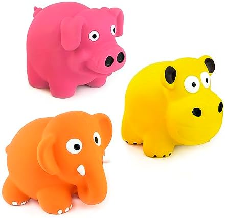 CHIWAVA 3PCS 3.2'' Squeak Latex Puppy Toy Standing Animal Set for Small Dog