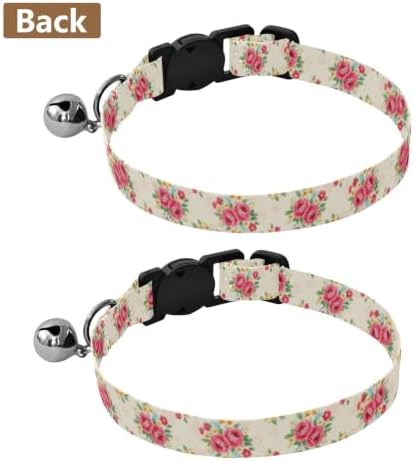 Red Roses Easy to Wear Cat Collars 2 Pack Lightweight Small Dog Collar