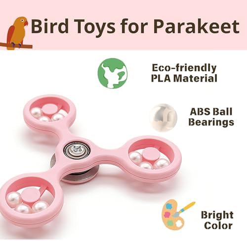 Spinning Bird-Toys Bird Cage Toys & Bird Perch Parrot-Parakeet Budgie Cockatiel Conure Macaw Chicken Parrot Enrichment Cage Accessories Small Animal Chewing Toy (Pink Spinner)