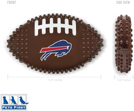 NFL Buffalo Bills Mega- Chew Hard Nylon Bacon-Flavored Dog Bone Football Chew Toy Interactive Tasty Fun Dog Chewy Toys Indestructible Strong Durable Tough Pet Biting Playtoy for Aggressive Chewers