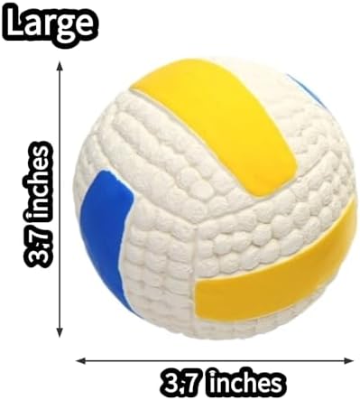 Squeaky Chew Dog Toys Interactive Sports Balls with Squeaker Soft Latex Rubber Bouncy Fetch Ball Toy (Soccer, Volleyball, Football, Tennis) for Puppy & Dog (Volleyball,Large)