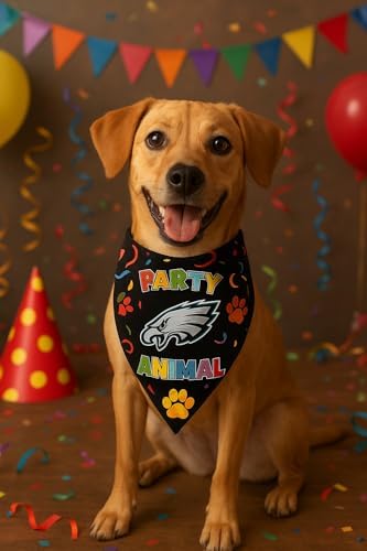 NFL Philadelphia Eagles Pet Birthday Bandana, NFL Dog Birthday Party Set and Costume, Licensed Dog & Cat Birthday Party Scarf, Football Team Pet Outfit, Puppy Bday Accessory, Size Large/X-Large