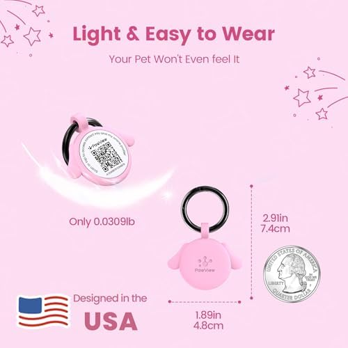 QR Code Pet ID Tags with NFC - Silent Silicone Dog Name Tags Personalized, Scan for Instant Location Alerts & Digital Pet Profile, Waterproof & Battery-Free Dog Tag for Cats & Dogs (Pink)