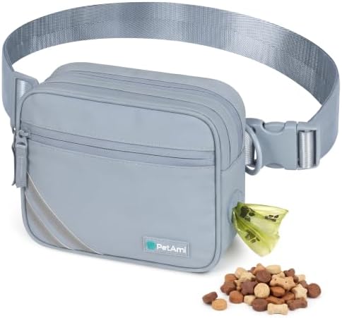 PetAmi Dog Walking Bag, 3-in-1 Crossbody Fanny Pack Treat Pouch, Light Blue
