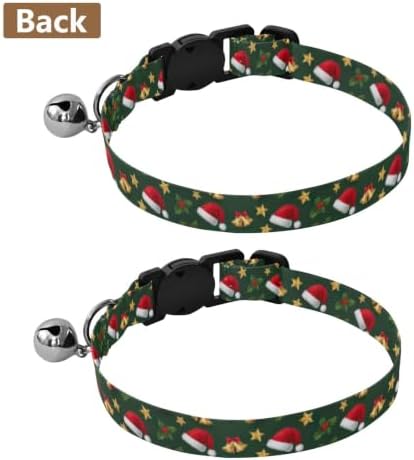 Christmas Santa Hats Easy to Clean Pet Collars 2 Pack Adjustable Pet Collar