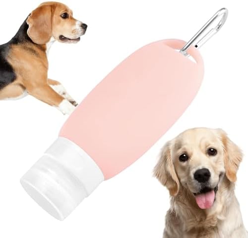 Refillable Silicone Travel Bottle for Dog 3oz (90ml) | Small Refillable Squeeze Bottles with Carabiner | Food-Safe Material