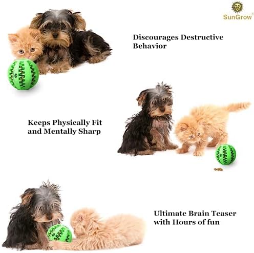 SunGrow Teething Treat Chew Ball for Rabbit, Ferret, Guinea Pig, Puppy, Kitten Tooth Clearing Puzzle Treat Dispenser, Aquarium Fish Bloodworm & Snack Holder, 2.75 inches
