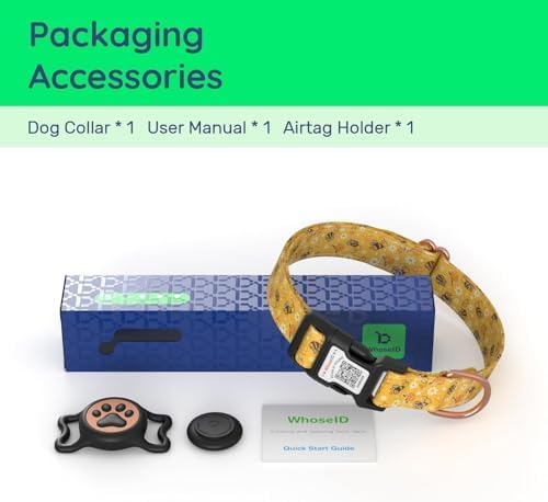 Airtag Dog Collar,with Waterproof airtag Holder，Original Stylish Cute Pattern Design.QR Code ID Buckle，Comfortable Soft Cotton for Small Medium Large Dogs