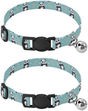 Cute Cartoon Pandas Poses Cats Collar 2 Pack for Puppy Adjustable Length 10.6" to 17.1"