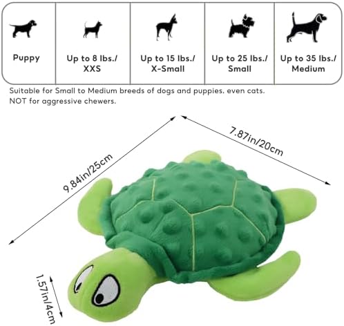 Squeaky Toys for Dogs, 2 Pack Turtle Dog Toy Plush Crinkle Dog Toys to Keep Them Busy, Interactive Squeak Stuffed Pet Chew Toys for Small to Medium Dogs Teething Training Reduce Boredom
