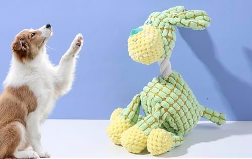 Green Dog Plush Chew Toy with Squeakers – Durable, Soft, and Fun Interactive Dog Toy for Teeth Cleaning, Training, and Relieving Anxiety – Perfect for Small, Medium, and Large Dogs